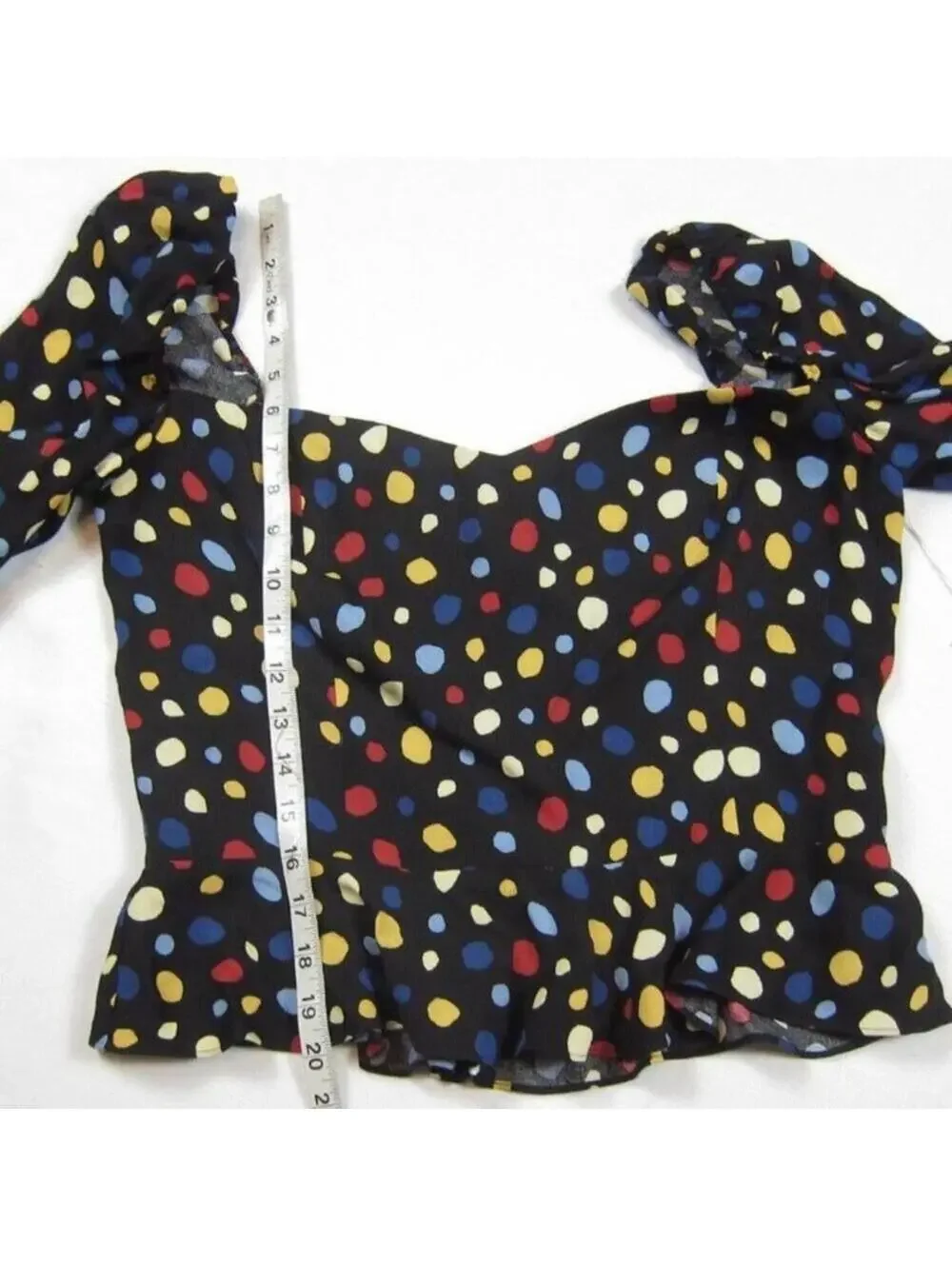 Reformation 12 Peplum Top Polka Dot Sweetheart Neck Short Puff Sleeves NEW